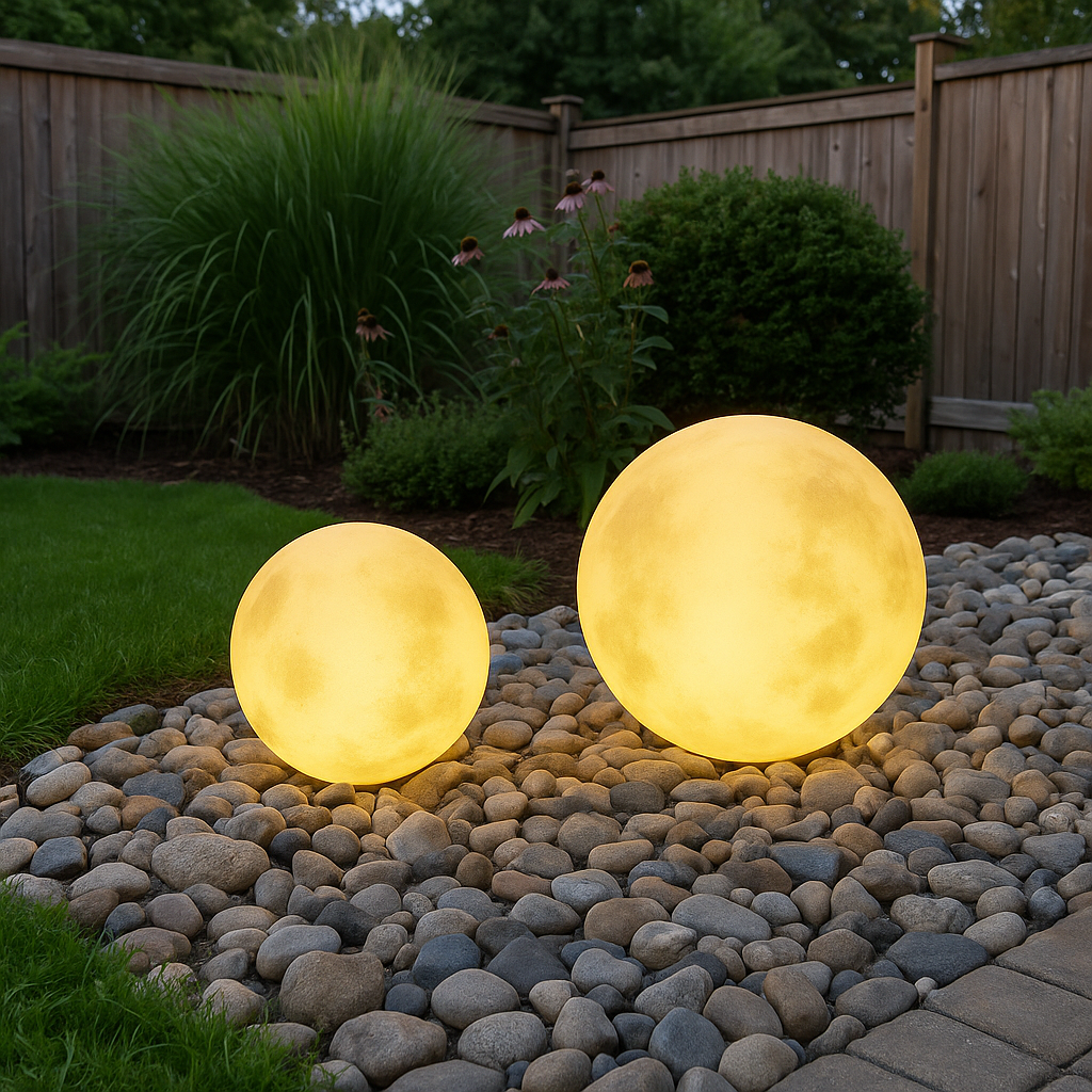 Solarbetriebene Mond-Gartenleuchte