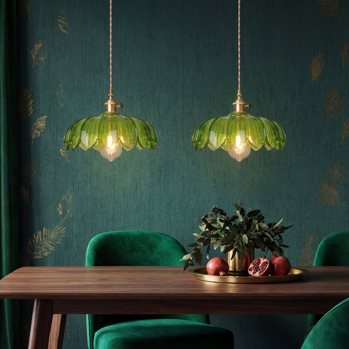 Lampada a sospensione a fiore in vetro
