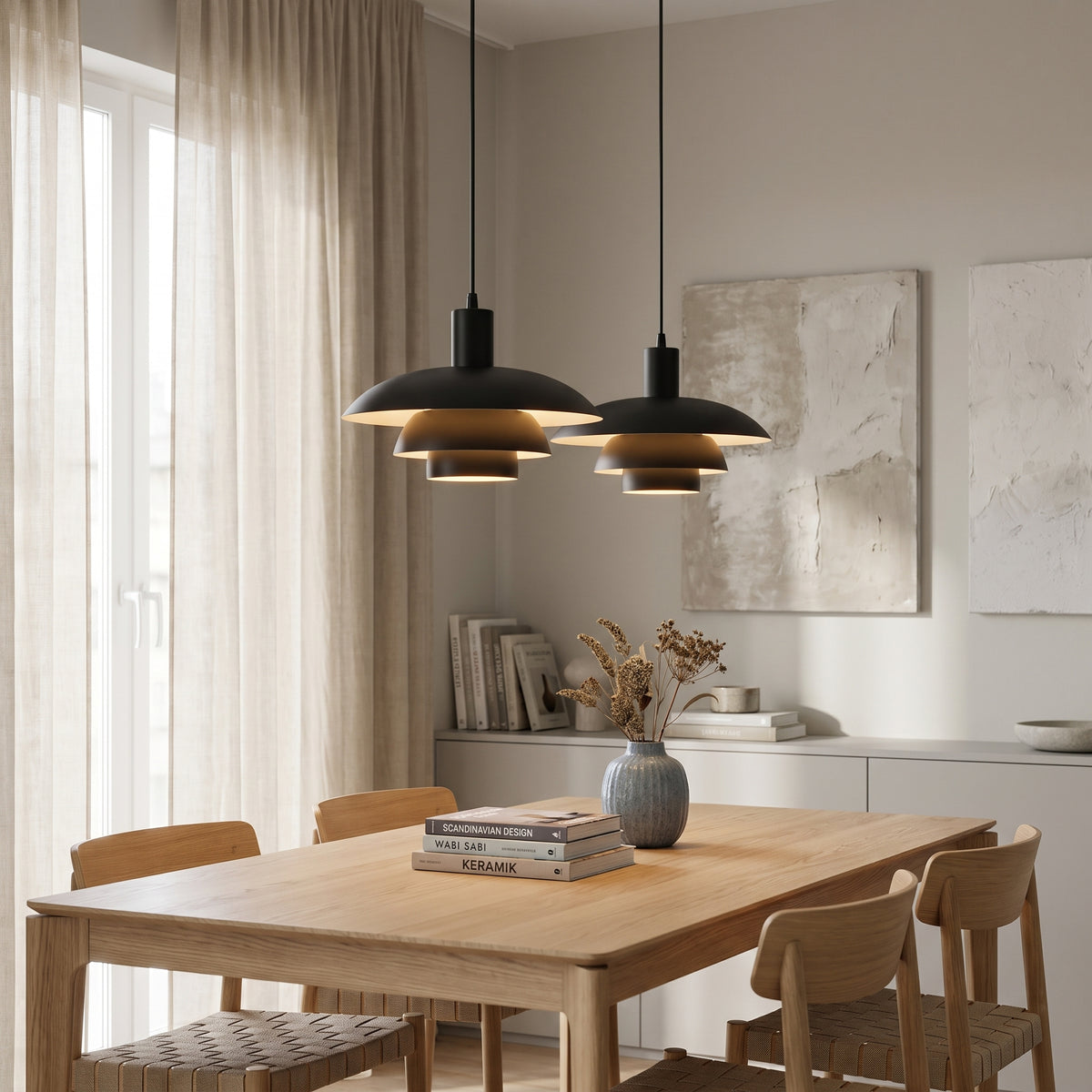 Lámpara colgante Irda de estilo danés de 2 luces