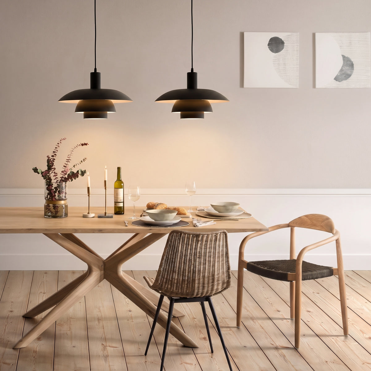 Lámpara colgante Irda de estilo danés de 2 luces