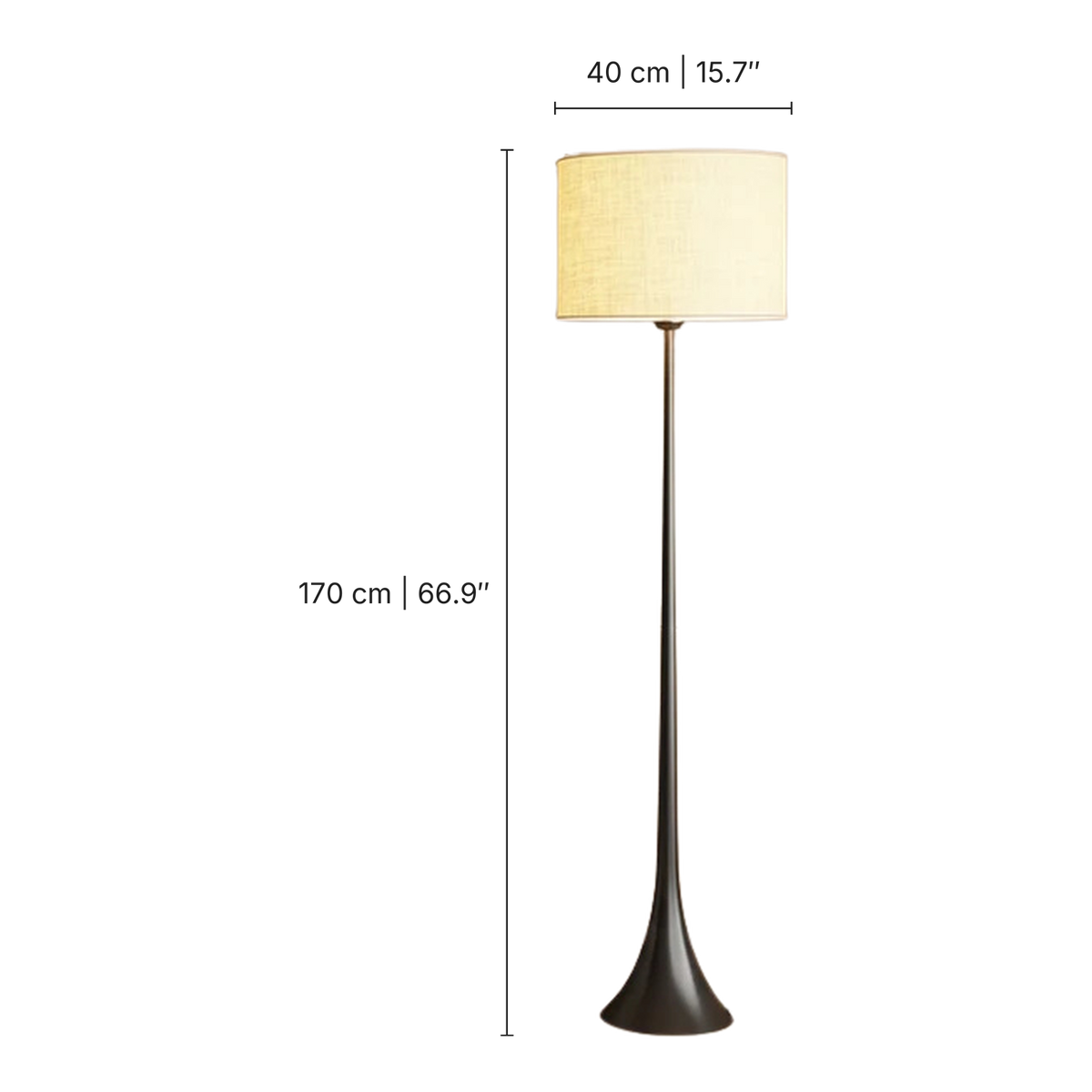 Andero's Silk Floor Lamp dimensions