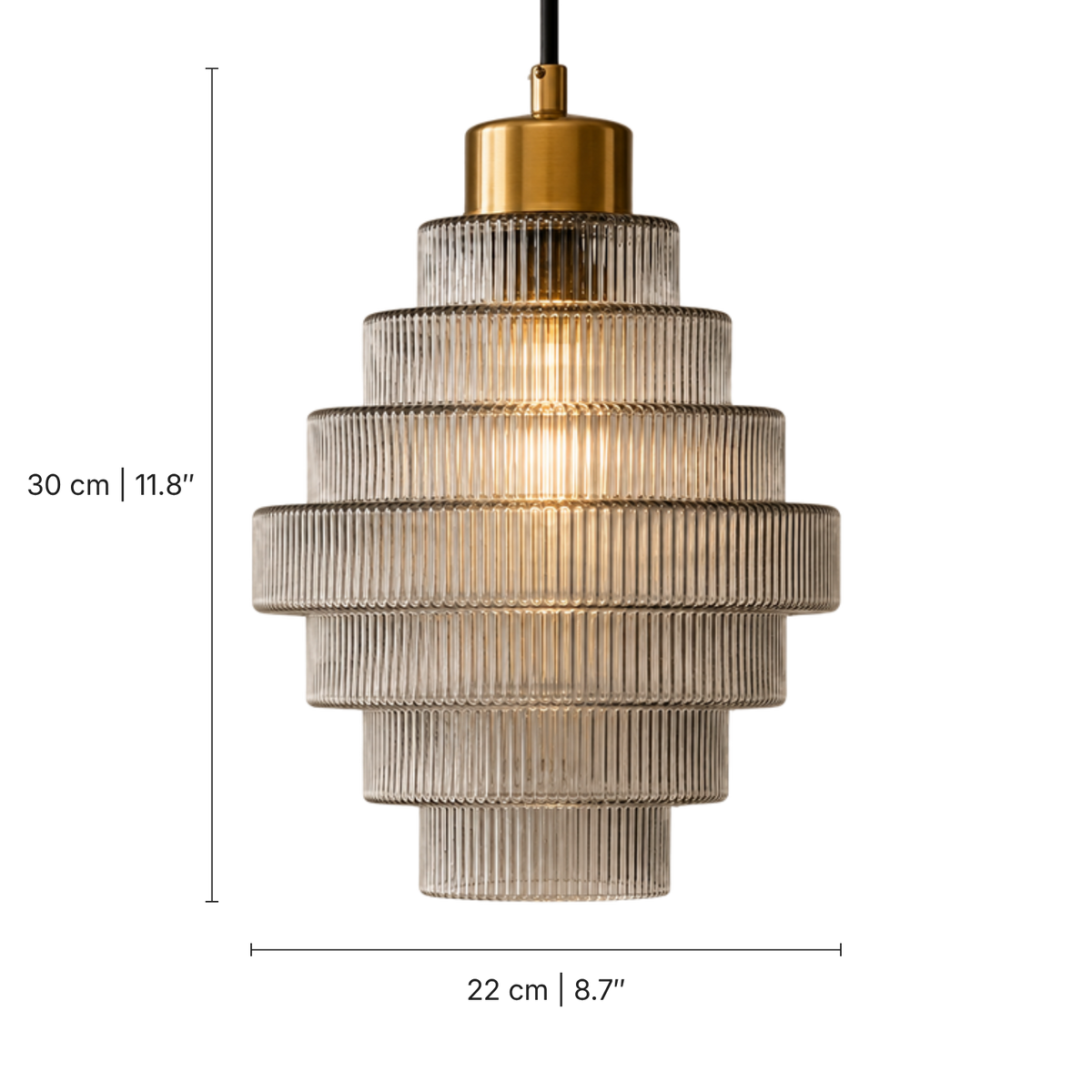 Antique Brass Striped Pendant Light