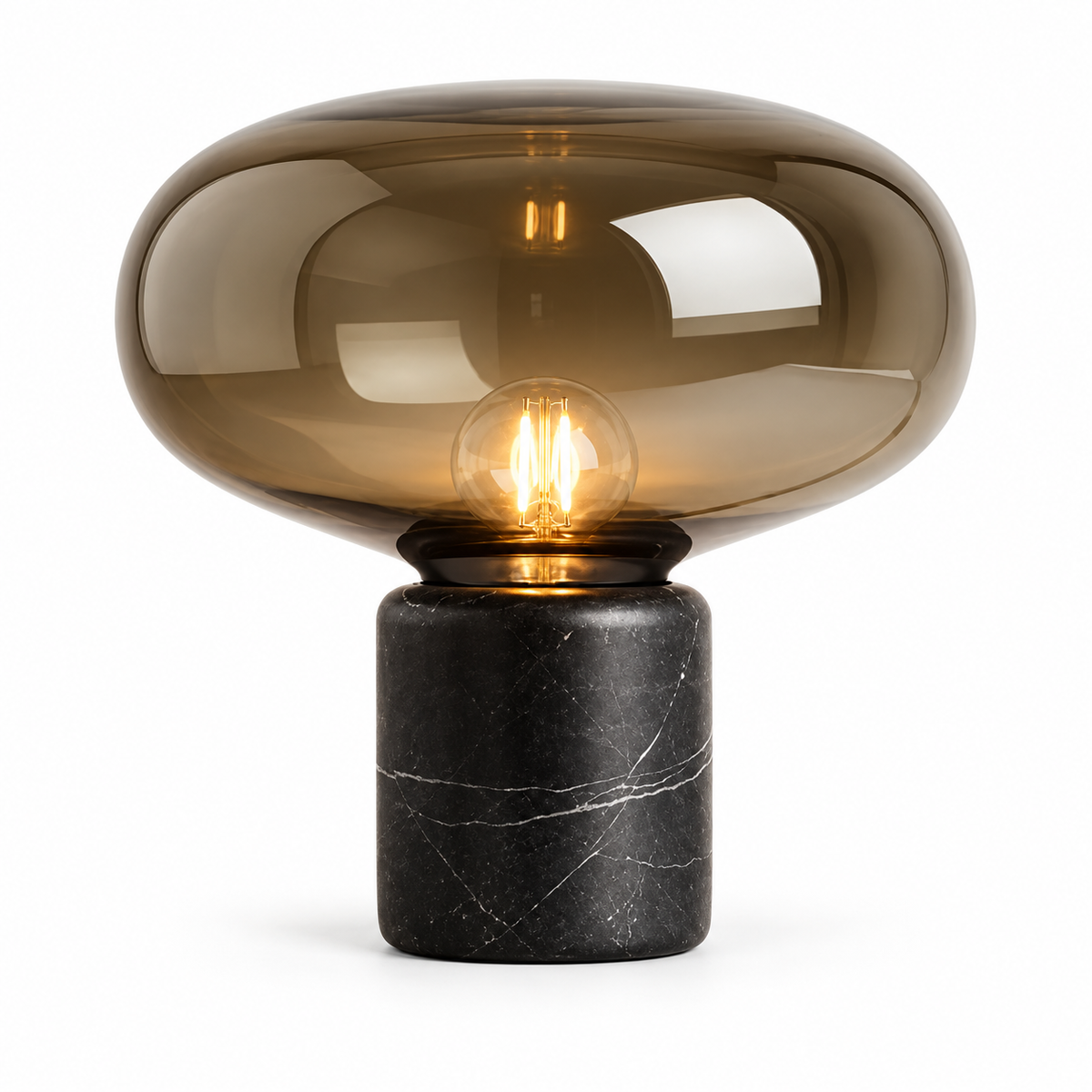 Lampada da tavolo Avorio in marmo nero e vetro