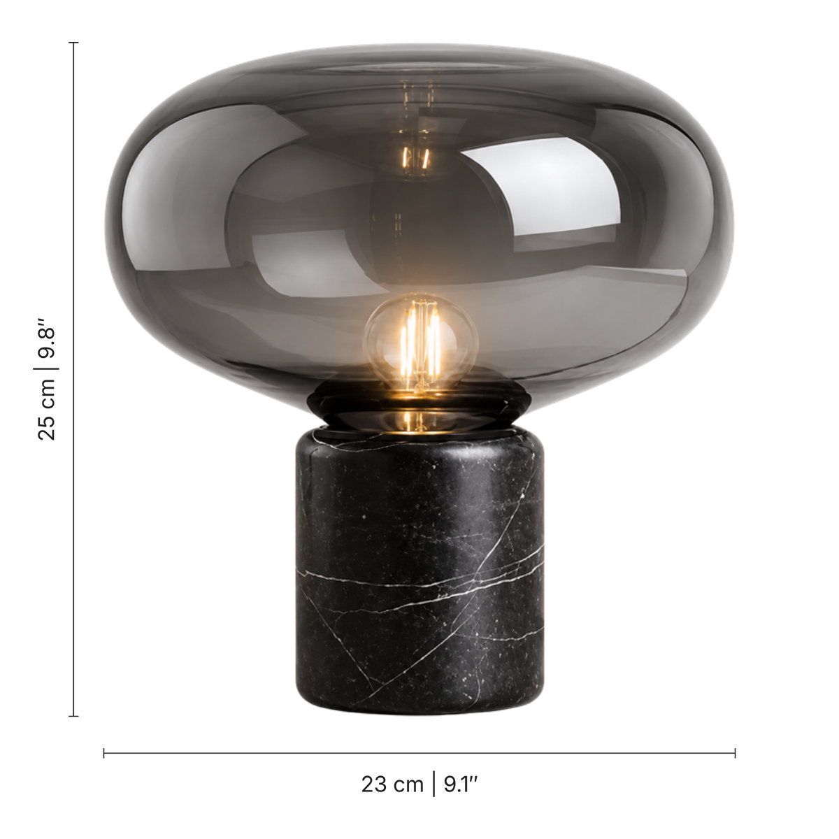 Lampada da tavolo Avorio in marmo nero e vetro