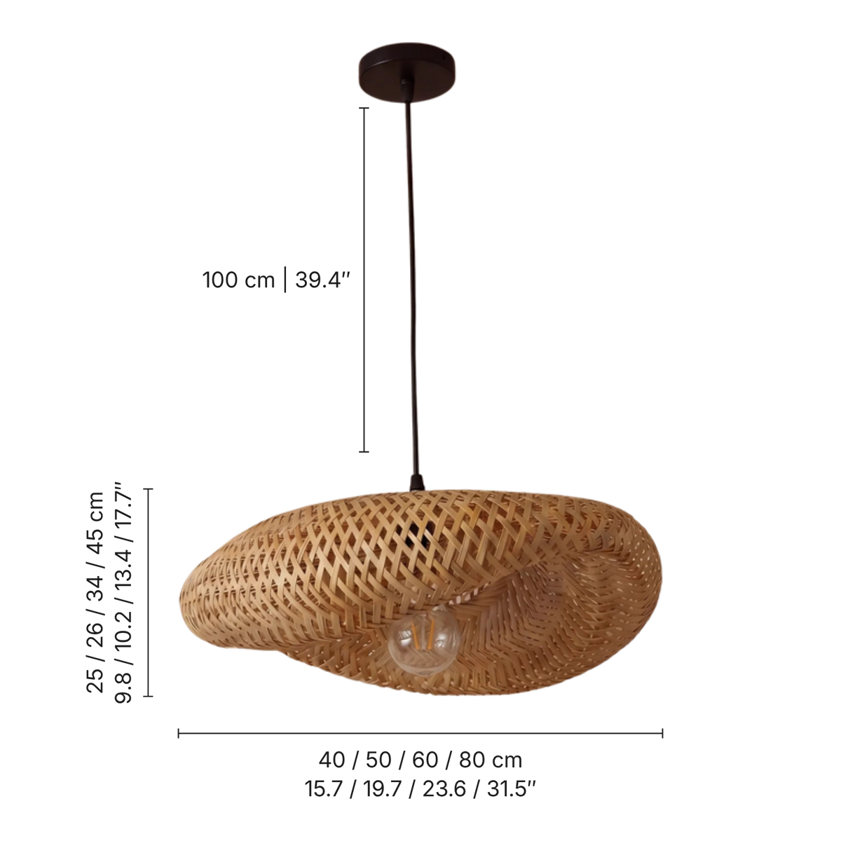 Lampada a sospensione in bambù