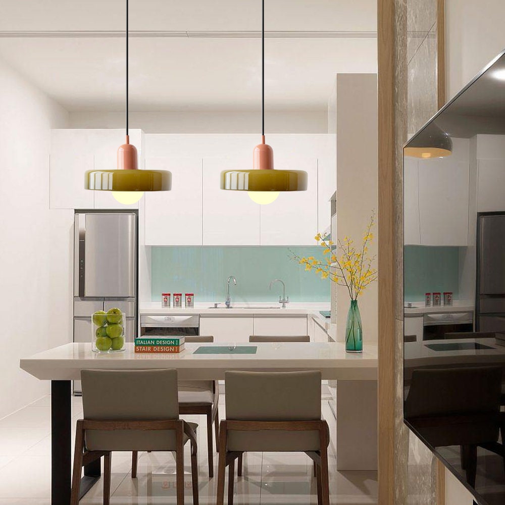 Bauhaus Colored Glass Pendant Light