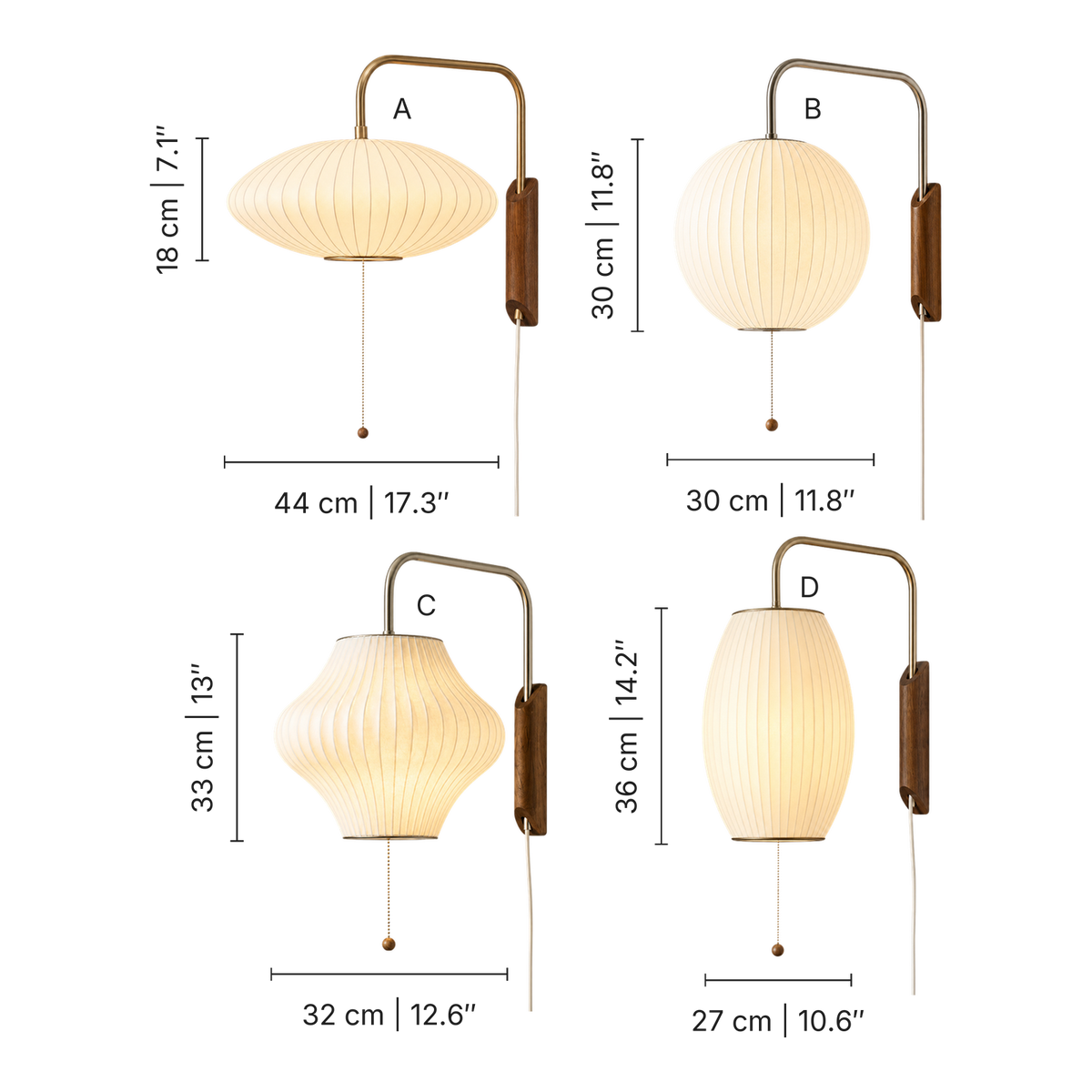 Bubble Silk Wall Light dimensions