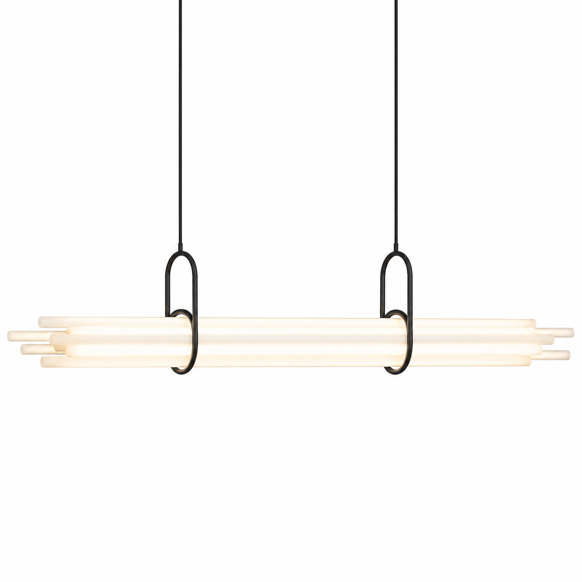 Lampada a sospensione lineare moderna con cilindri in vetro