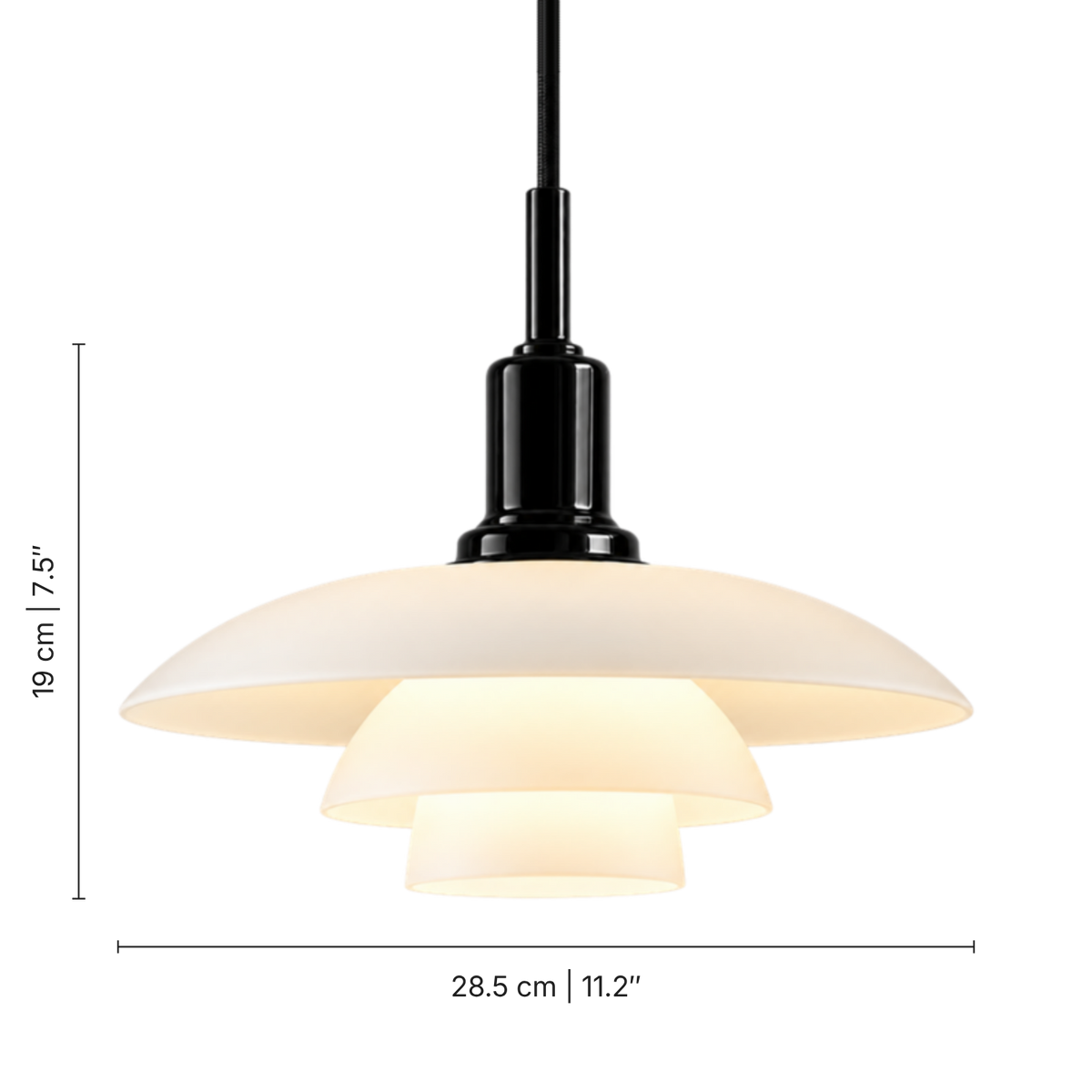 Danish Designer Pendant Light size drawing