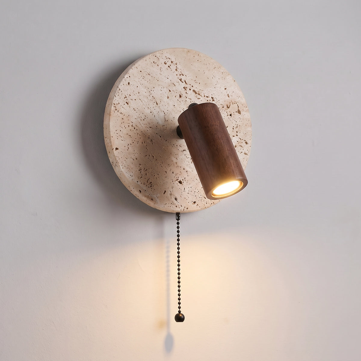 Dark Wood Spot Travertine Wall Light