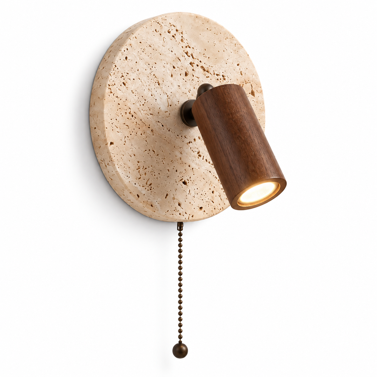 Dark Wood Spot Travertine Wall Light