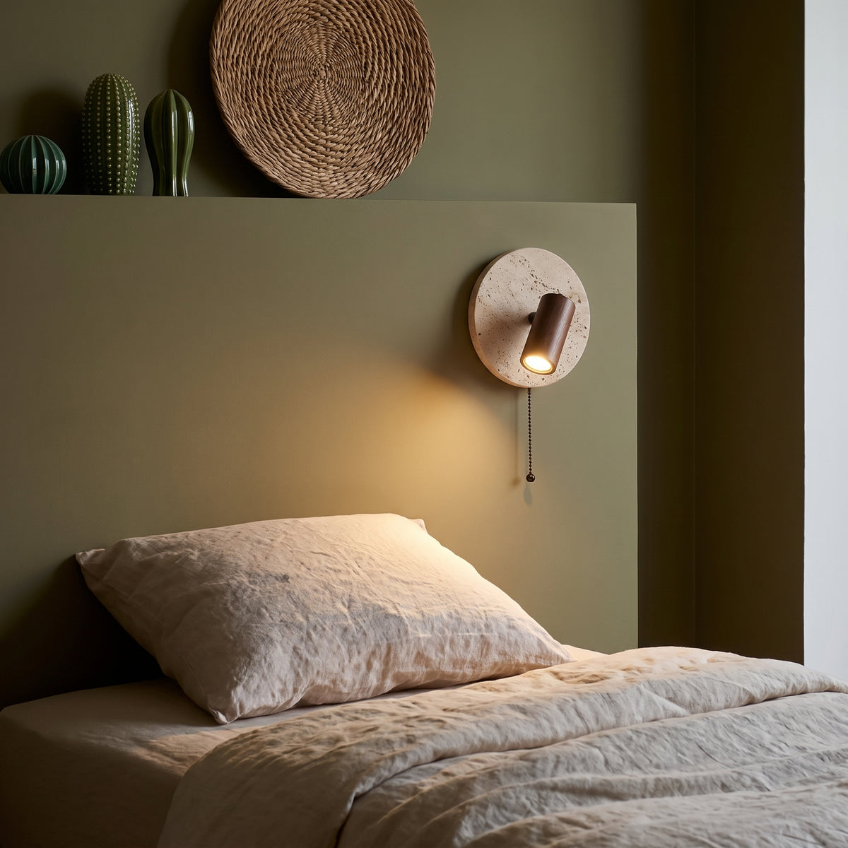 Dark Wood Spot Travertine Wall Light