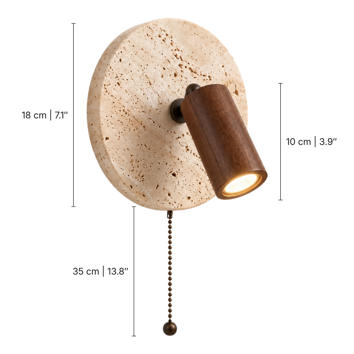 Dark Wood Spot Travertine Wall Light