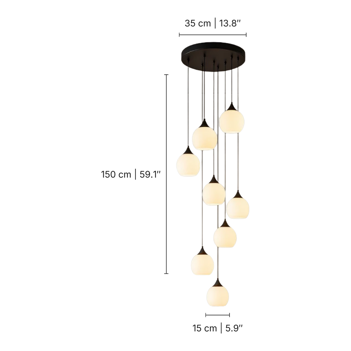 Gade's Villa Staircase Chandelier dimensions