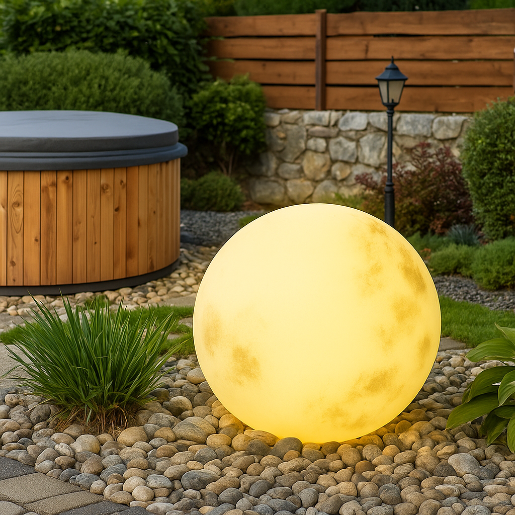 Solarbetriebene Mond-Gartenleuchte