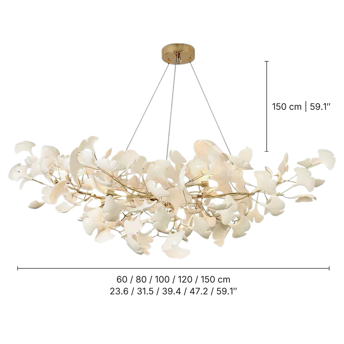 Gingko Chandelier dimensions