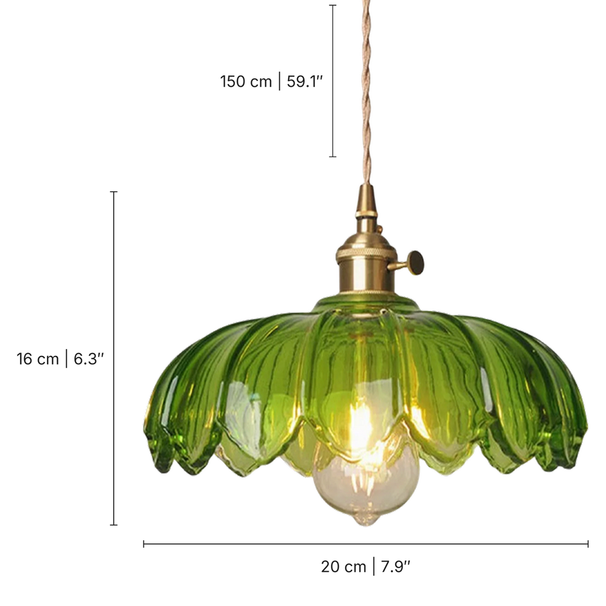 Lampada a sospensione a fiore in vetro: dimensioni