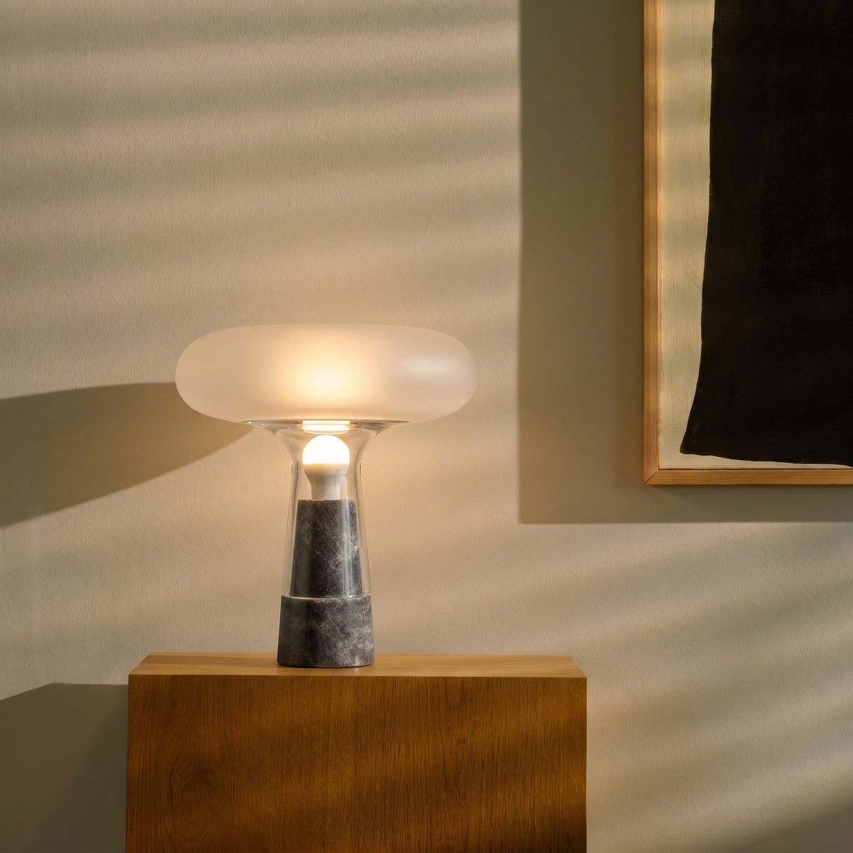 Grey Marble And Smokey Glass Table Lamp
