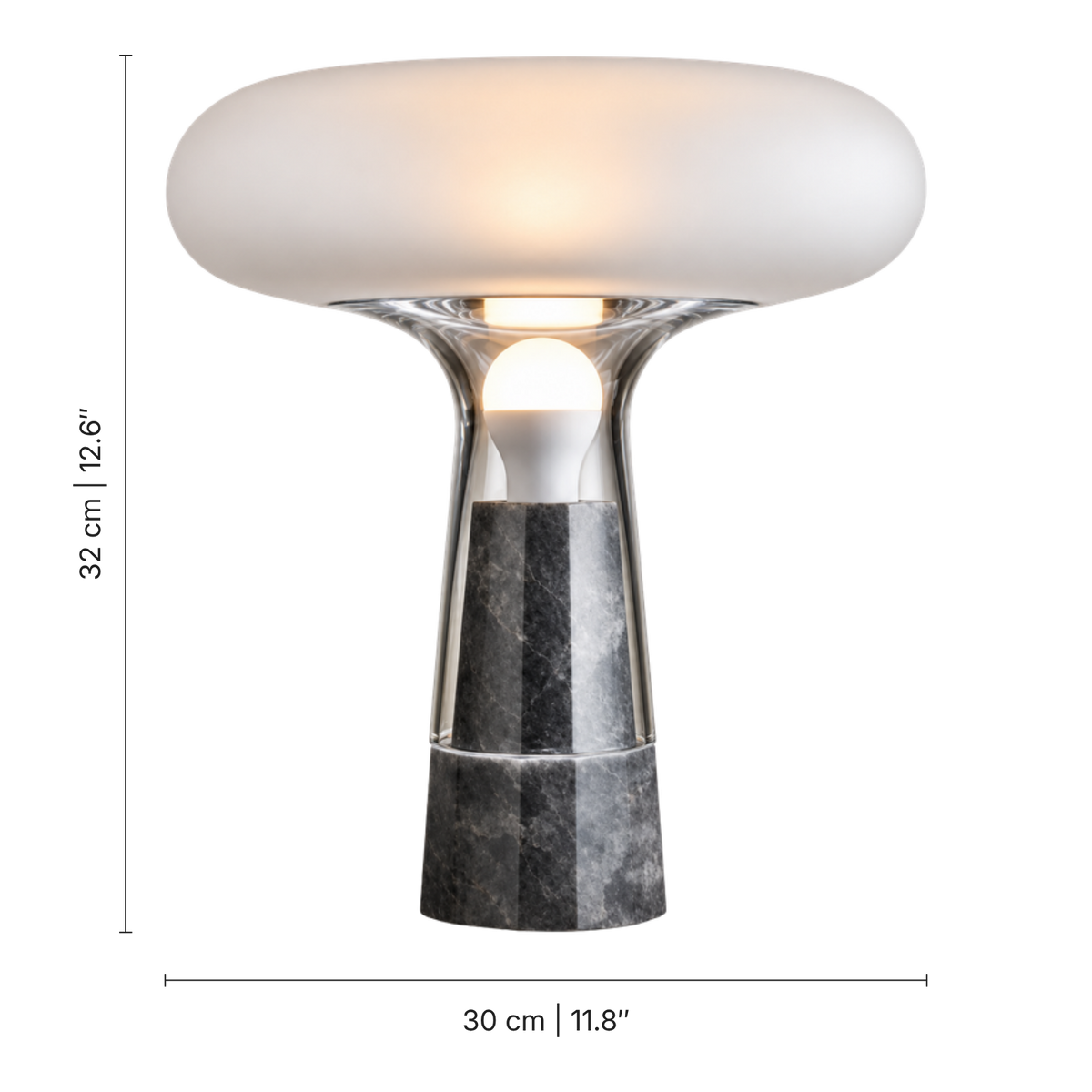 Grey Marble And Smokey Glass Table Lamp