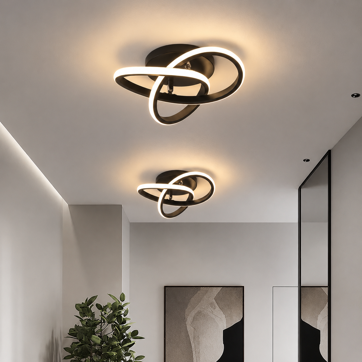 Harure Black Ceiling Light With Remote Dimmer