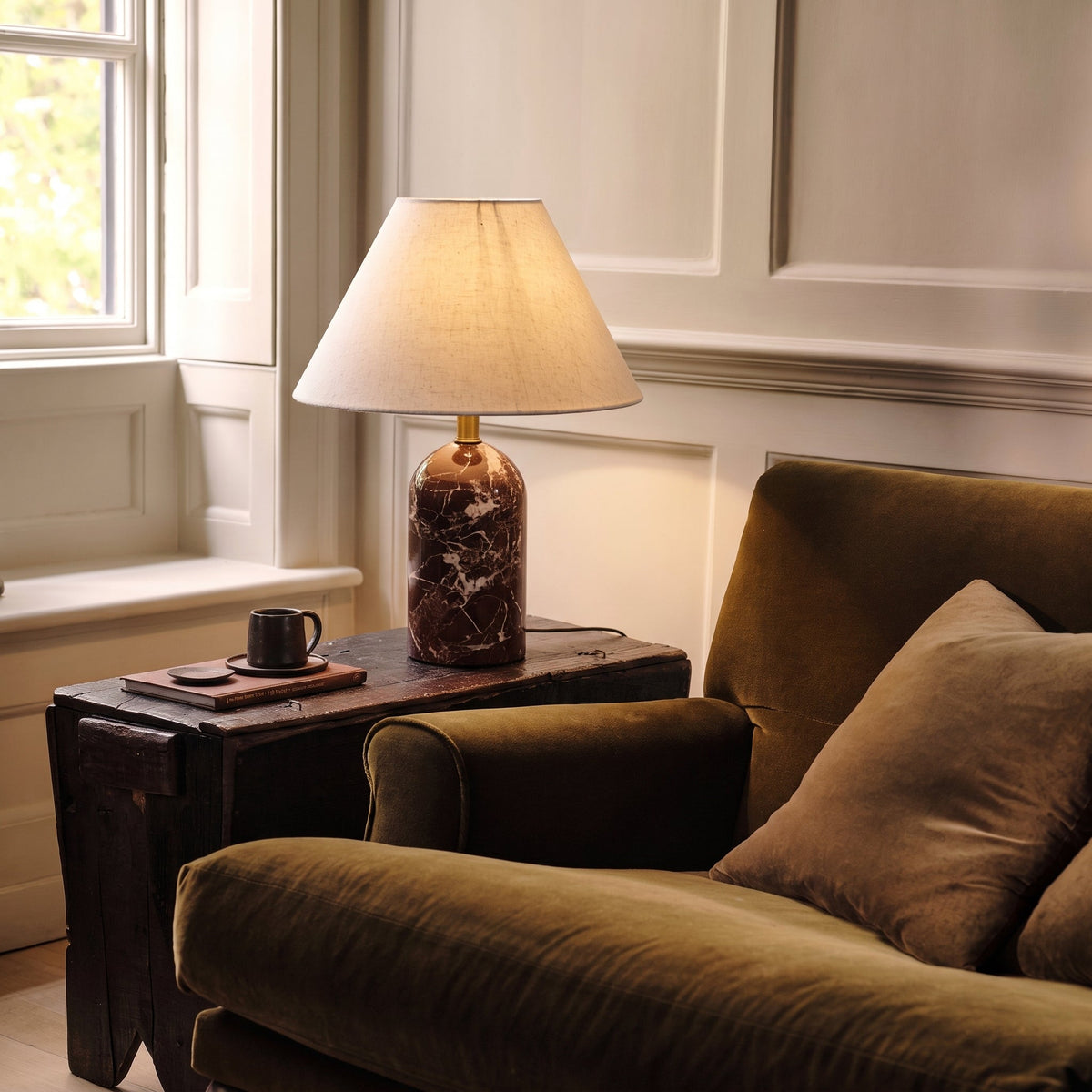 Isa Marble and Silk Table Lamp