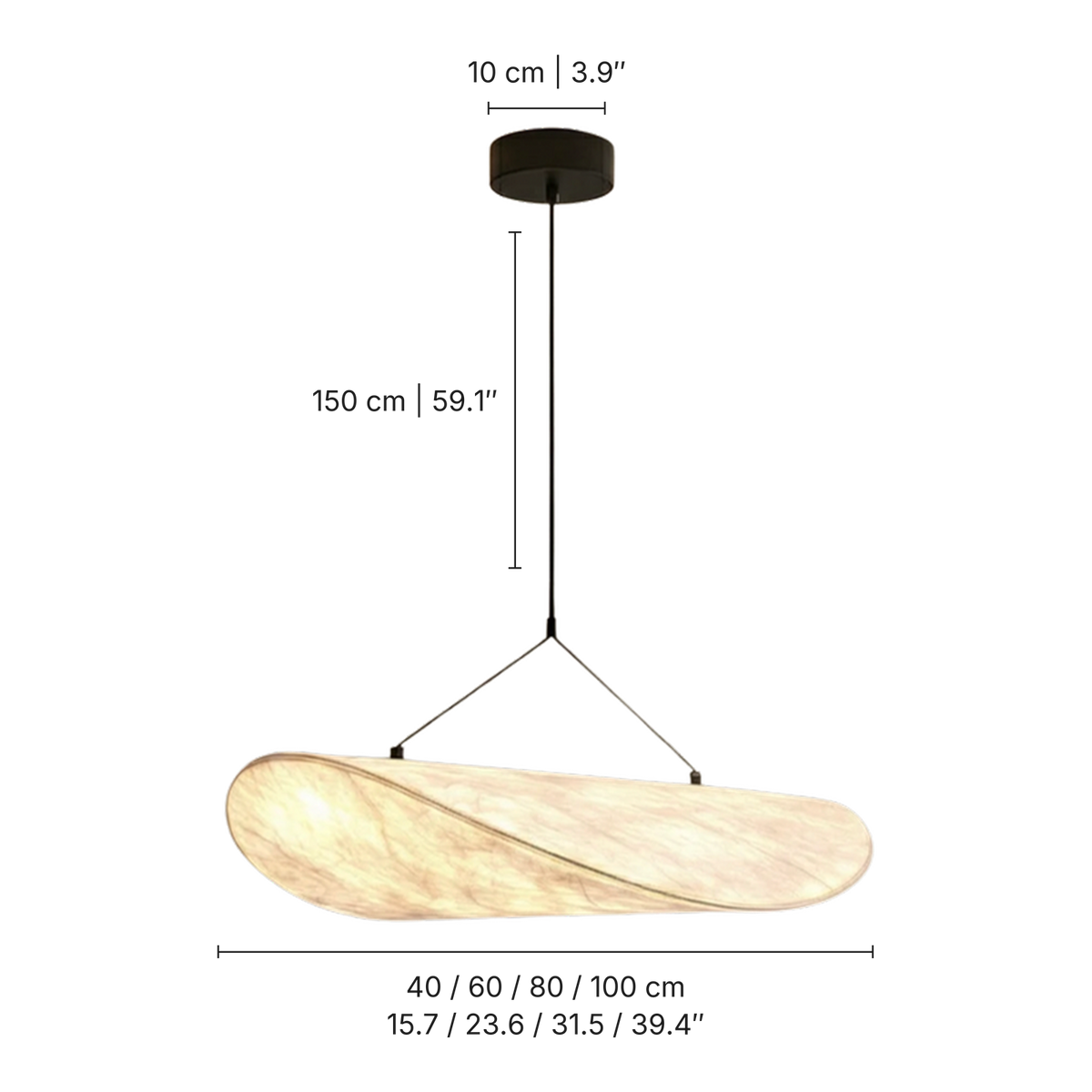 Japandi Pendant Light dimensions