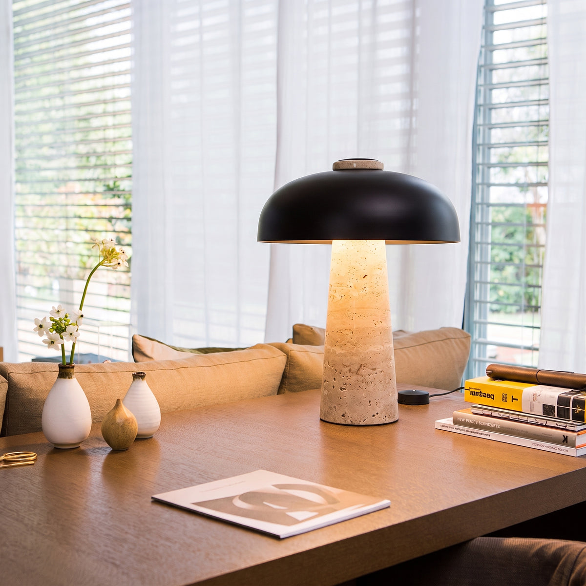 Kupol Travertine Table Lamp
