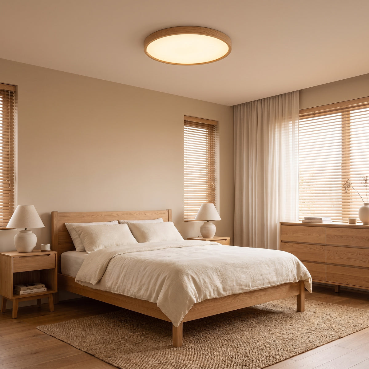 Log Wood Ceiling Light With Remote Dimmer