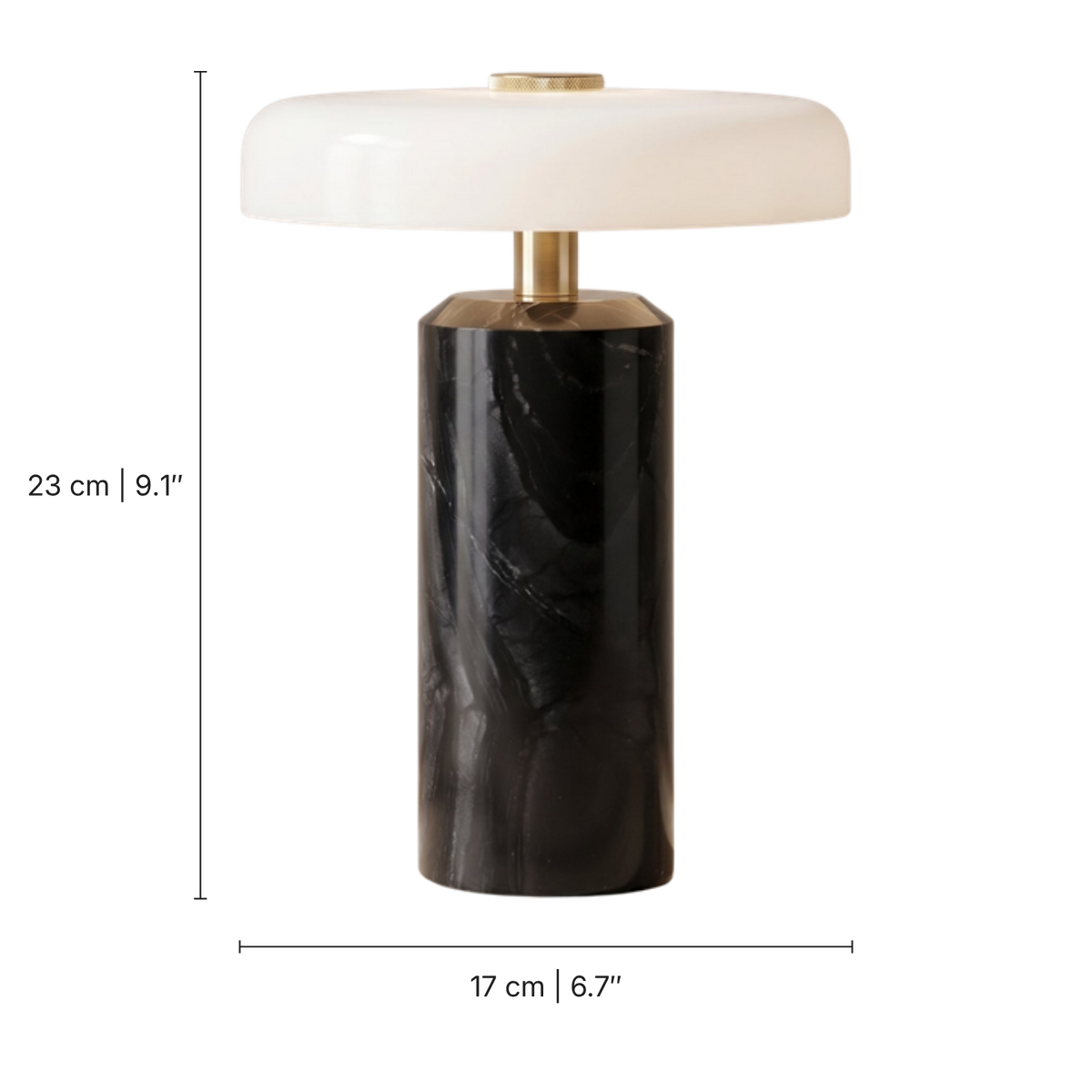 Marble Glass Table Lamp size drawing