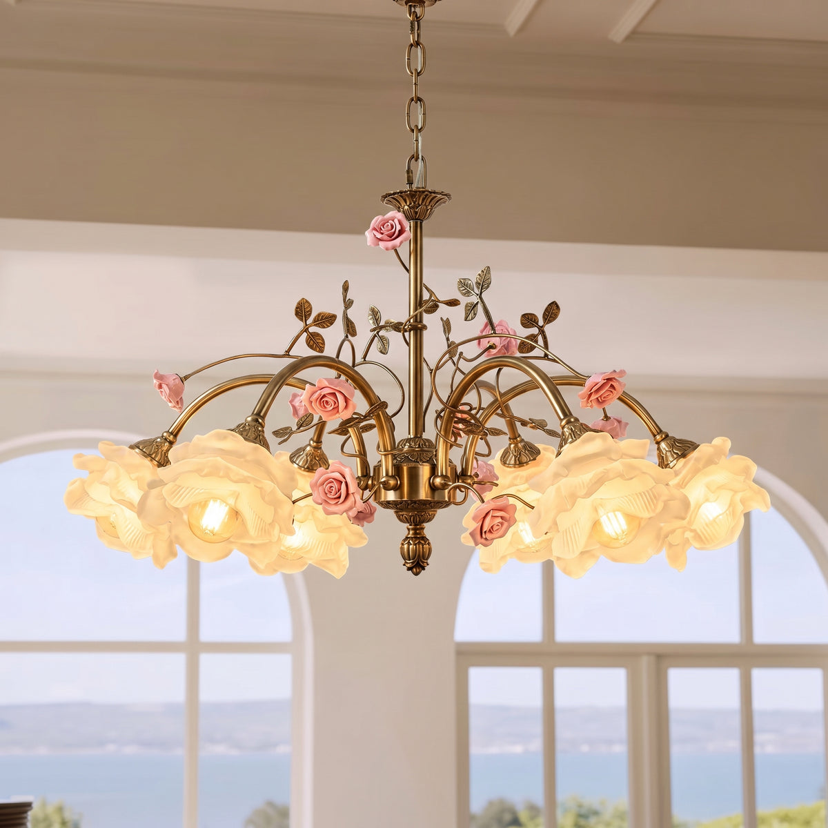 Lampadario Medieval Rosa