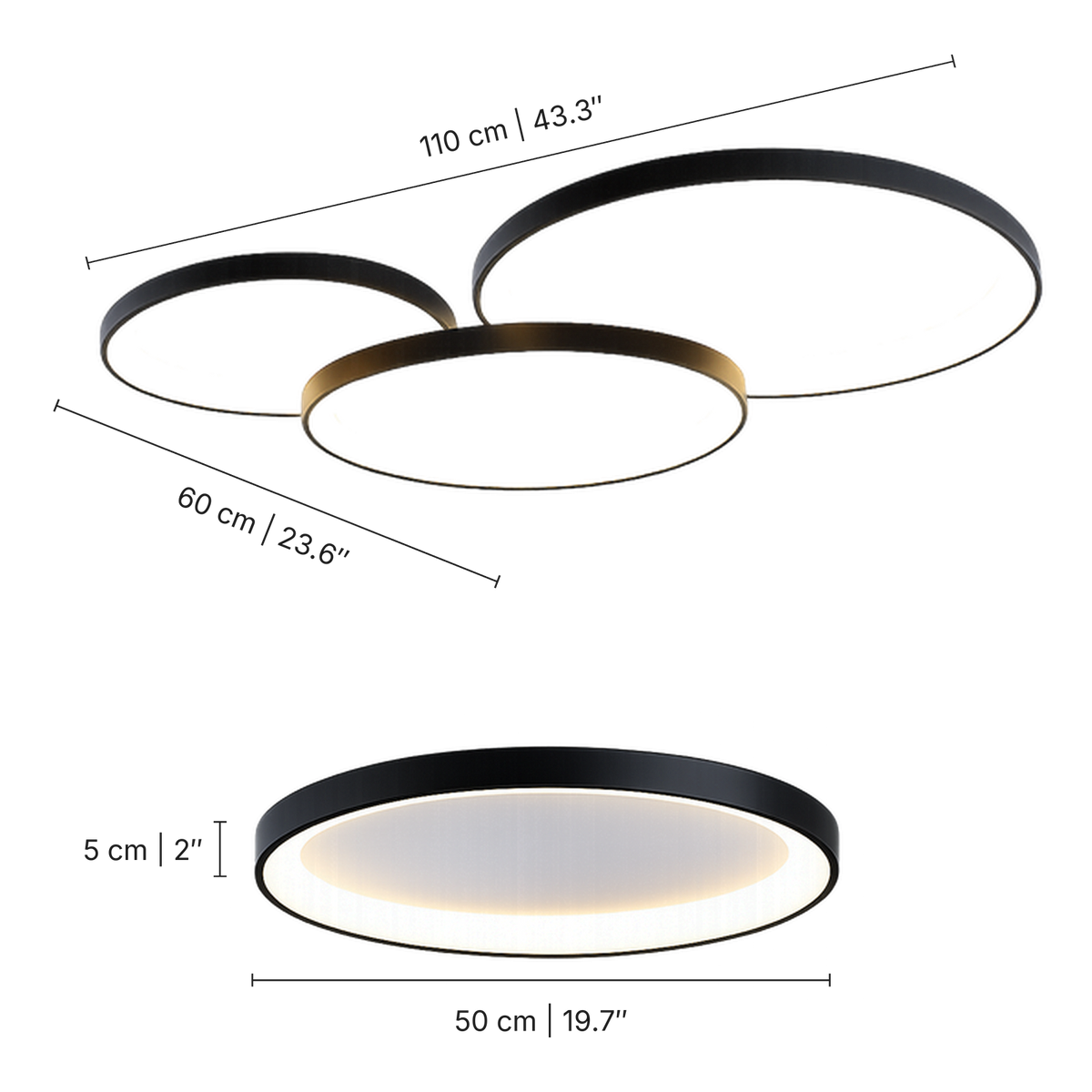 minimalistic ceiling light size drawing