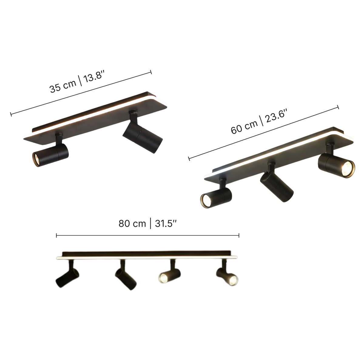 multiple spot ceiling light size drawing