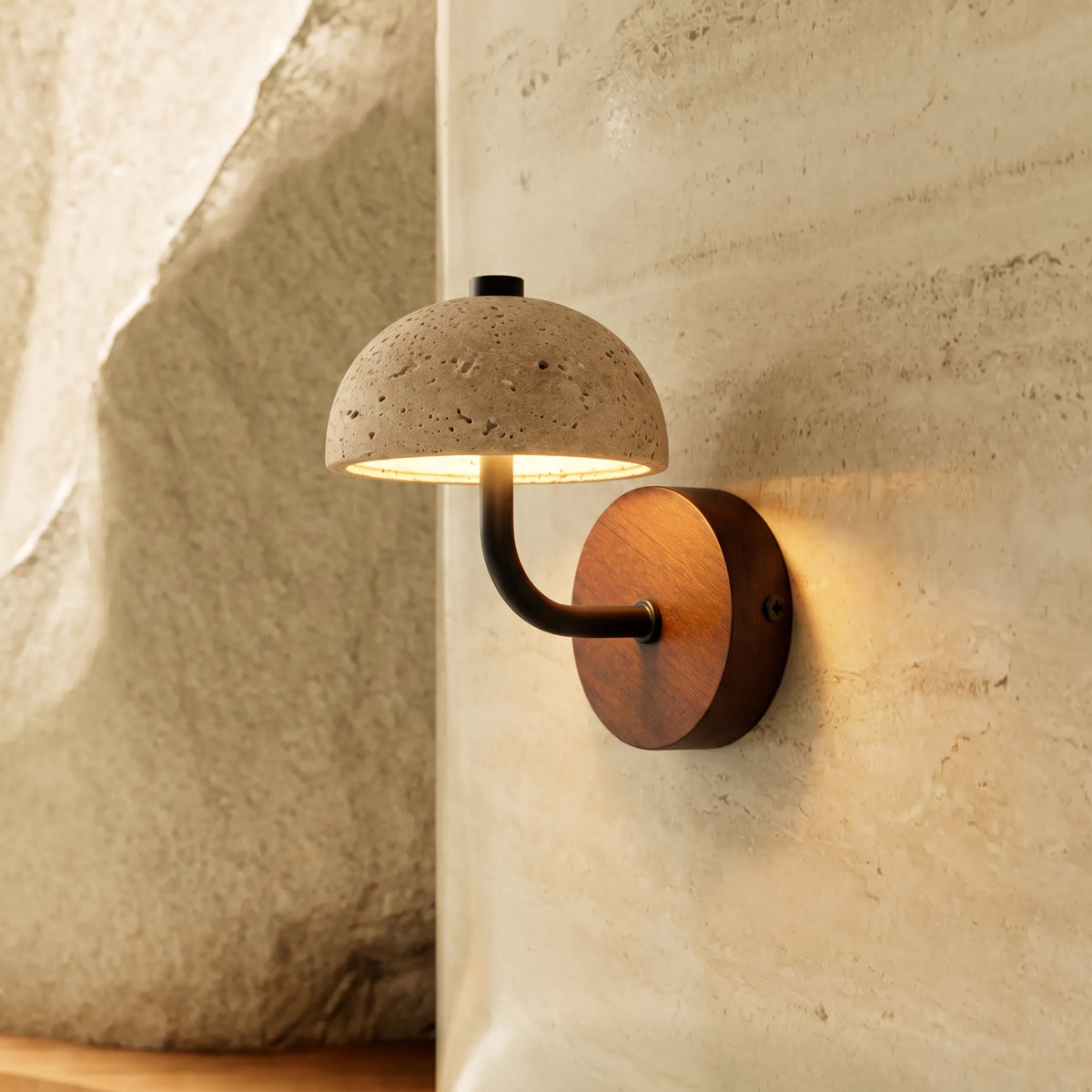 Mushroom Travertine Wall Light