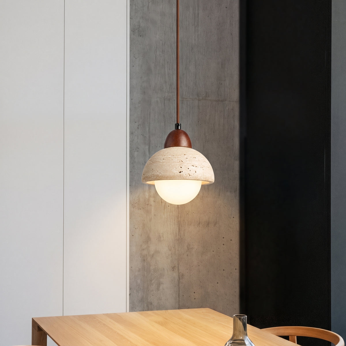 Napola Travertine Mushroom Pendant Light