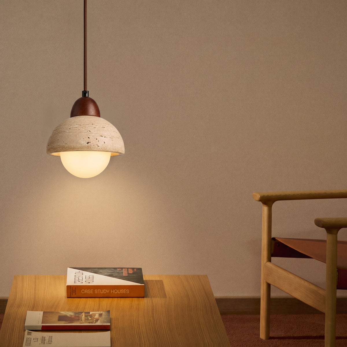 Napola Travertine Mushroom Pendant Light