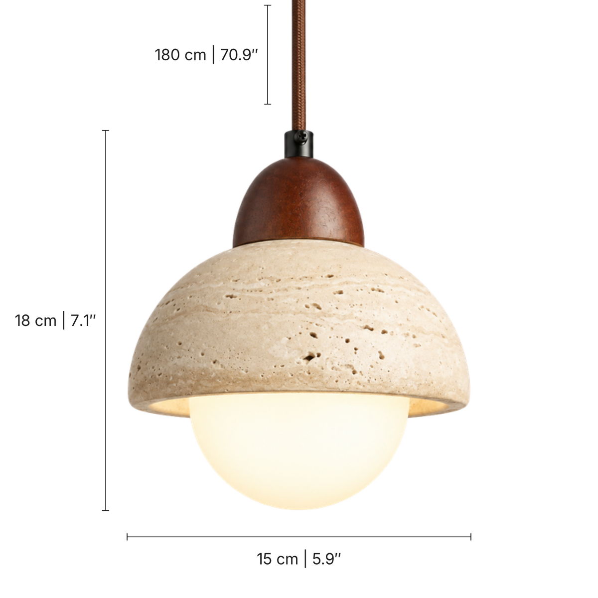 Napola Travertine Mushroom Pendant Light