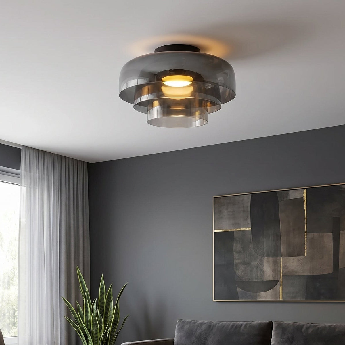 Plafoniera Bauhaus nordica in vetro a strati