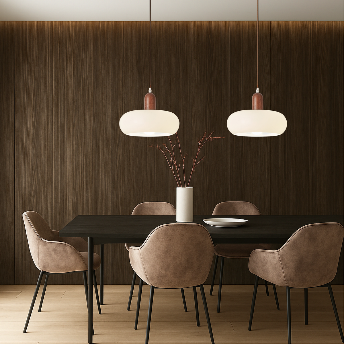 Nordische Pendelleuchte in Creme