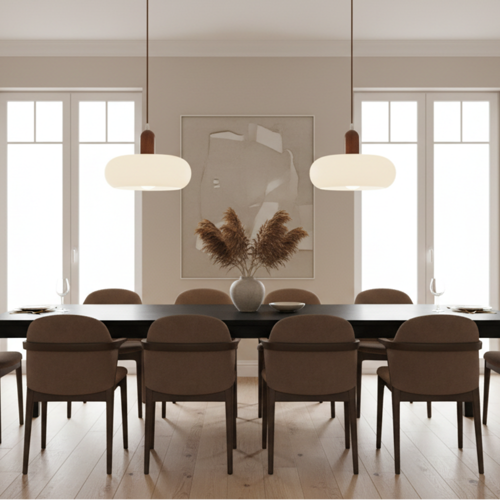 Nordische Pendelleuchte in Creme