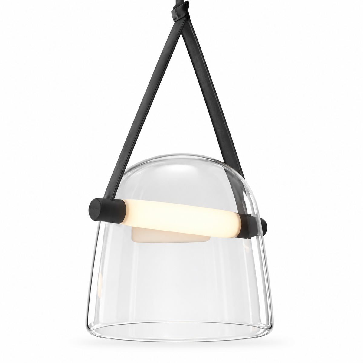 Nordic Glass Pendant Light with Leather Band