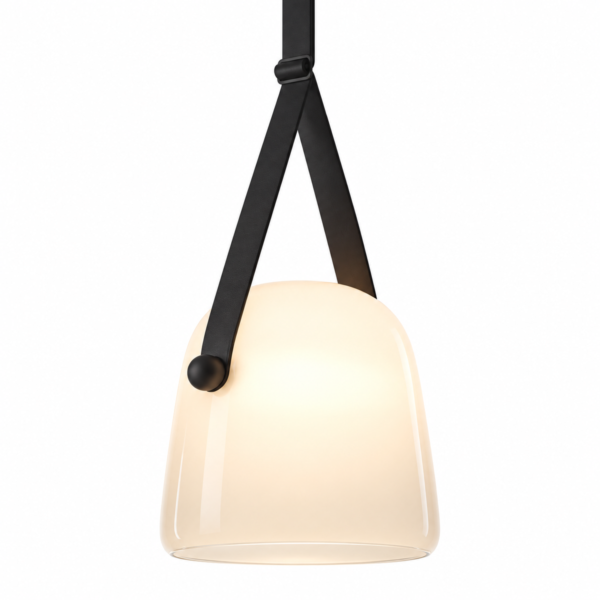 Nordic Glass Pendant Light with Leather Band