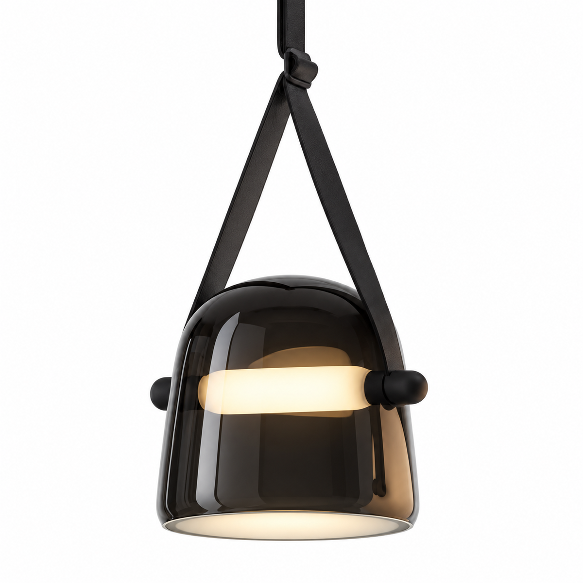 Nordic Glass Pendant Light with Leather Band