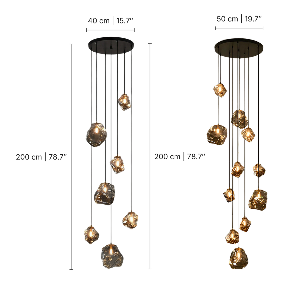 Nordic Villa Staircase Chandelier dimensions