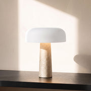 Ombra White Travertine Table Lamp