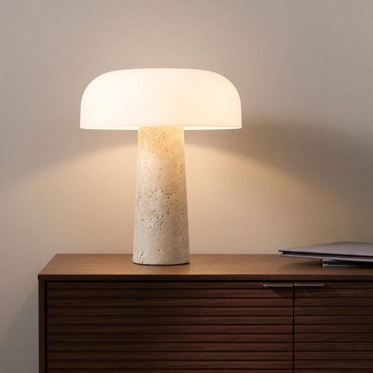 Ombra White Travertine Table Lamp