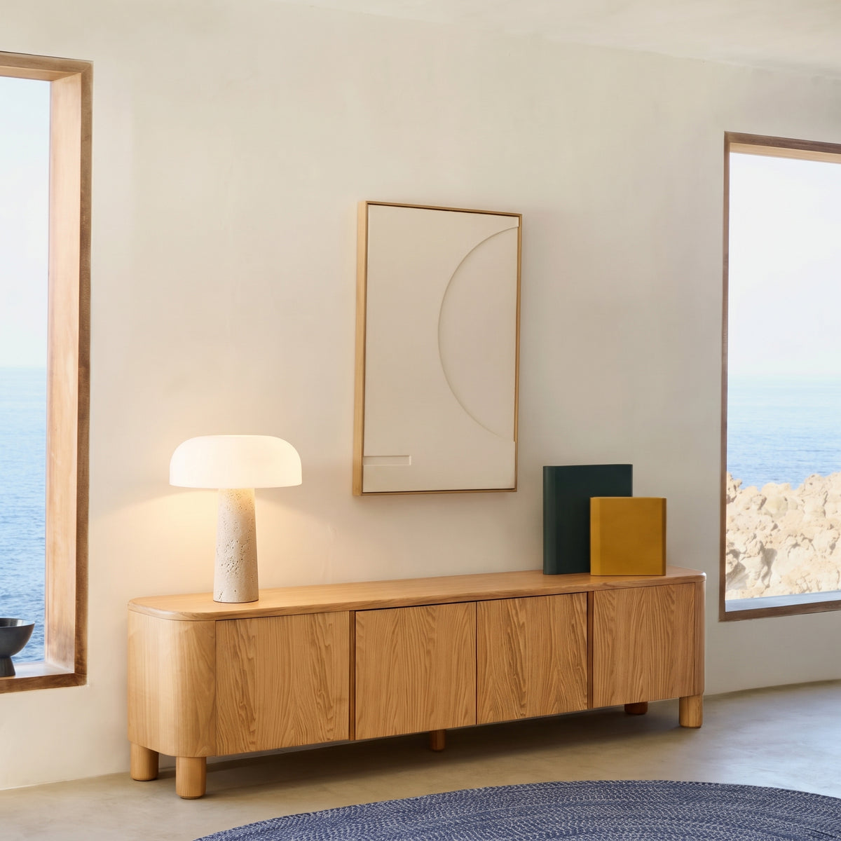 Ombra White Travertine Table Lamp
