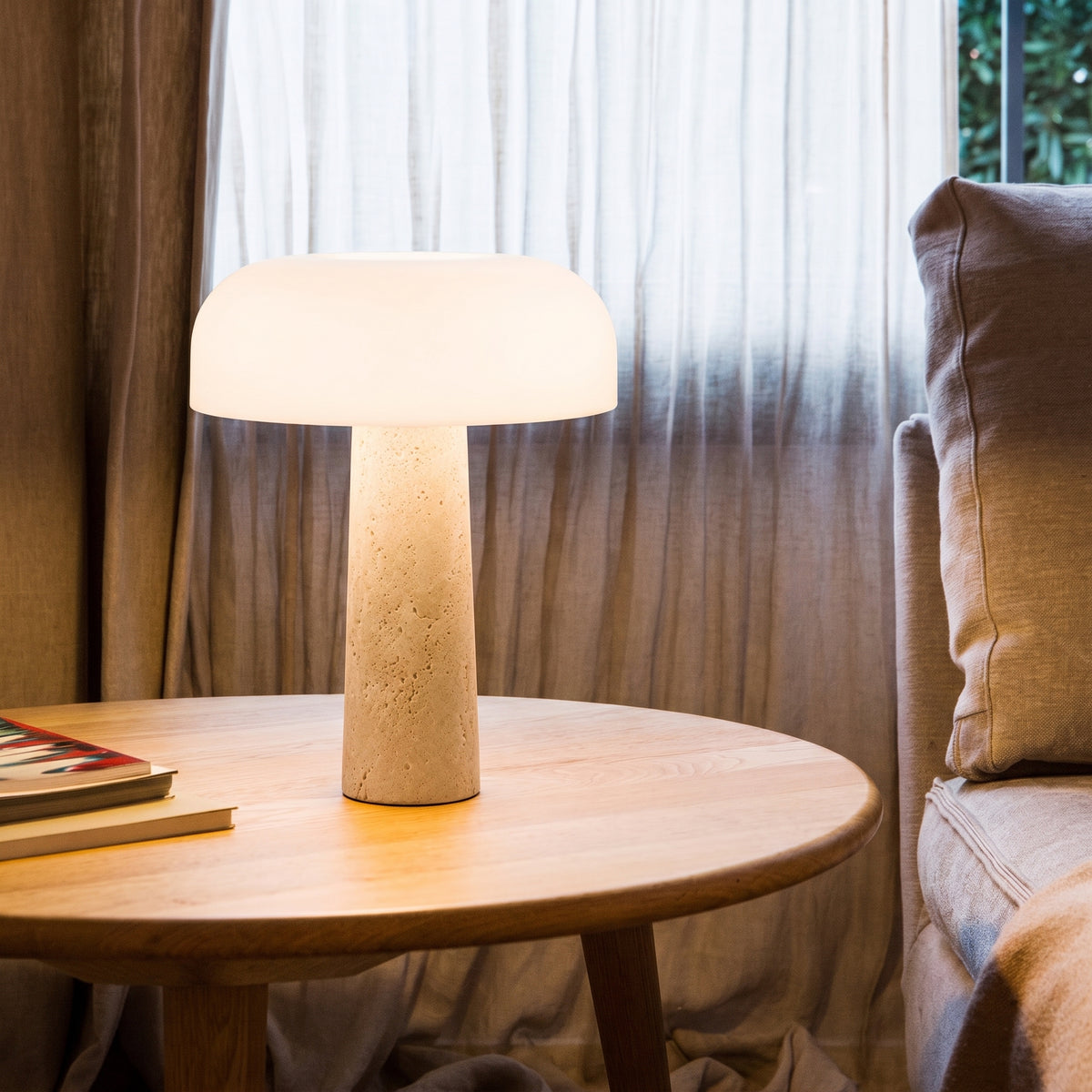 Ombra White Travertine Table Lamp