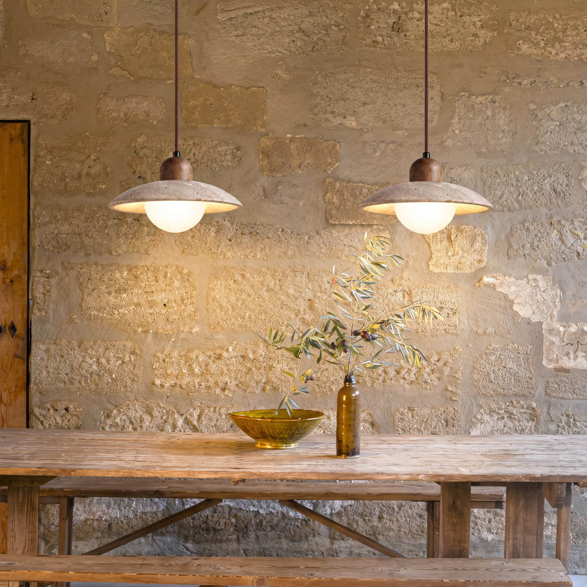 Osla 2/3 Head Travertine Pendant Light