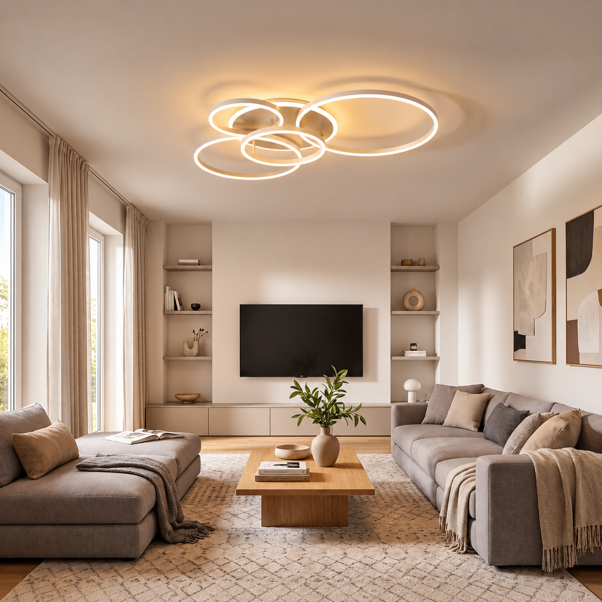 Randale's White Ceiling Light With Remote Dimmer