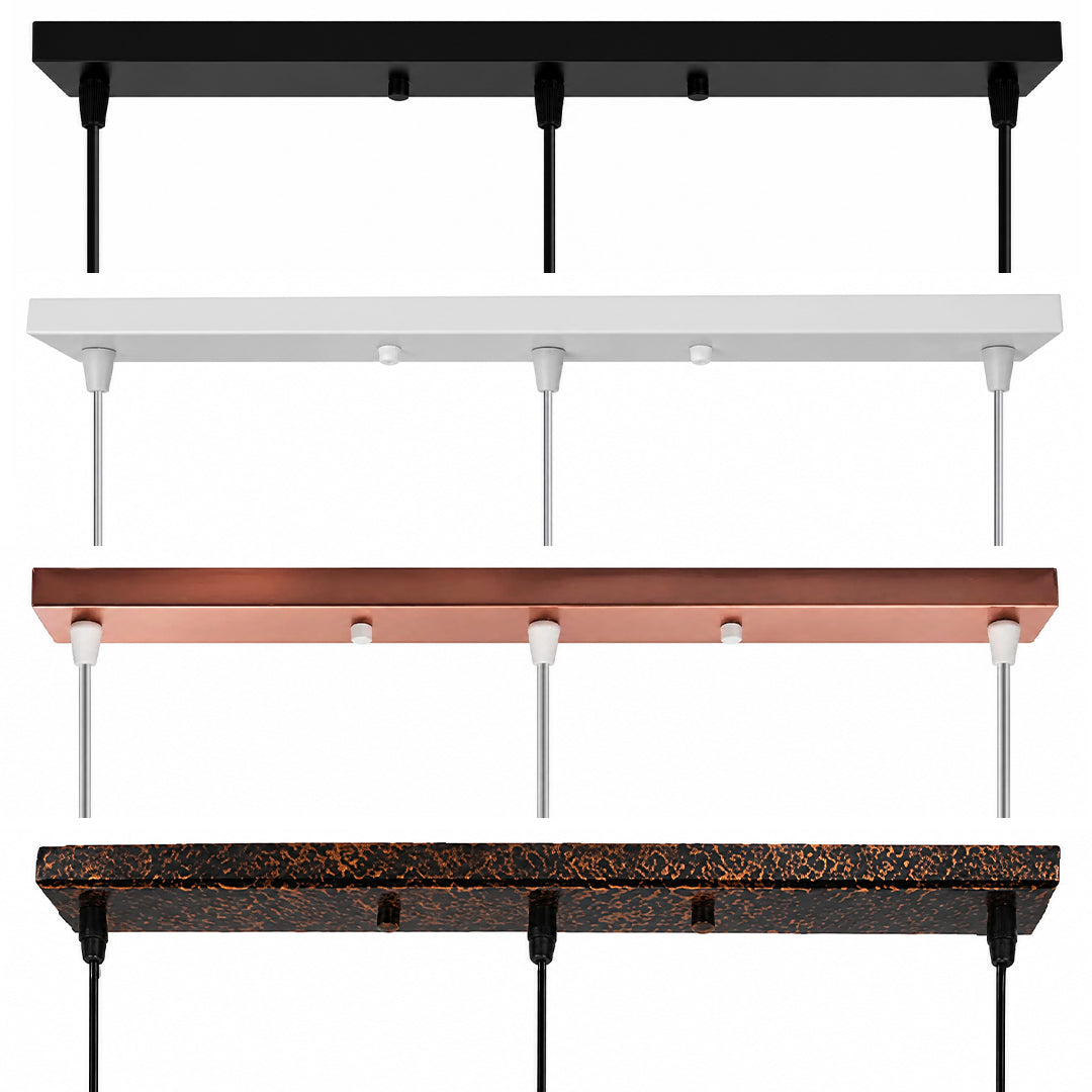 Rectangular ceiling canopy in black, white, rose gold and rust